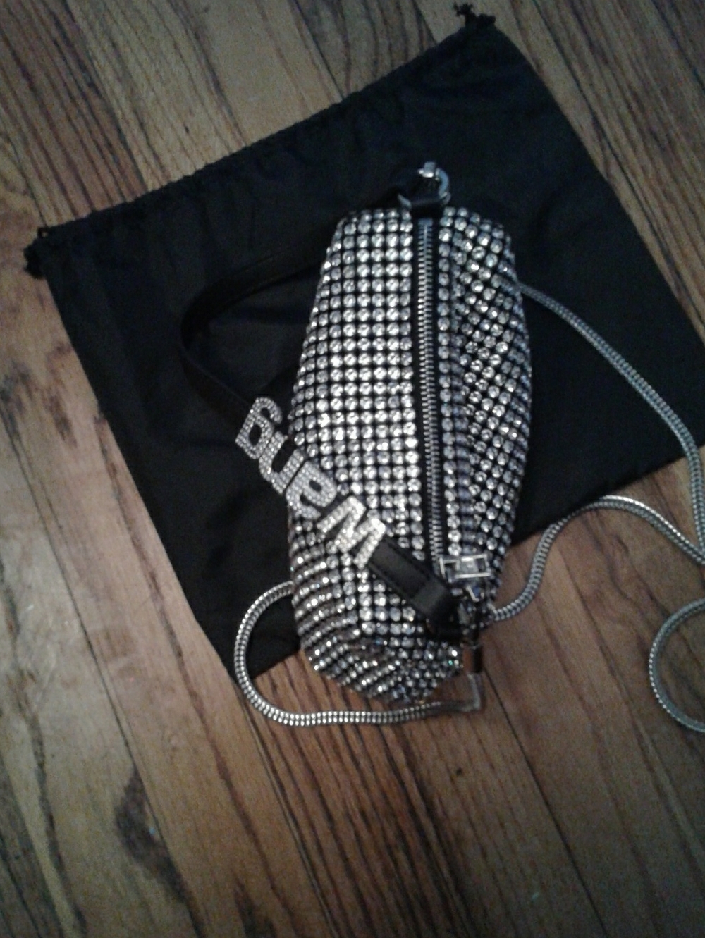 ALEXANDER WANG HEIRESS SILVER AND BLACK RHINESTONE BAG NEW - Picture 6 of 6